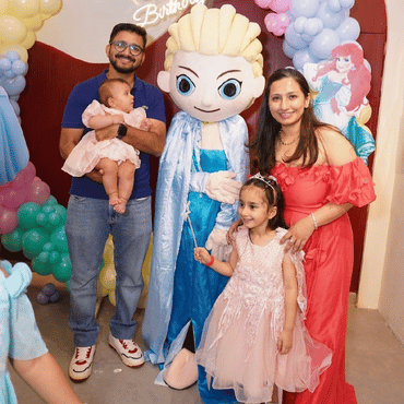 Family enjoying a princess-themed character experience at Mio Wooray.